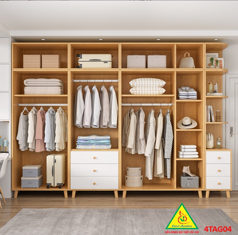 Tủ quần áo gỗ MDF 4TAG04 - Nội thất lắp ráp Viễn Đông ADV