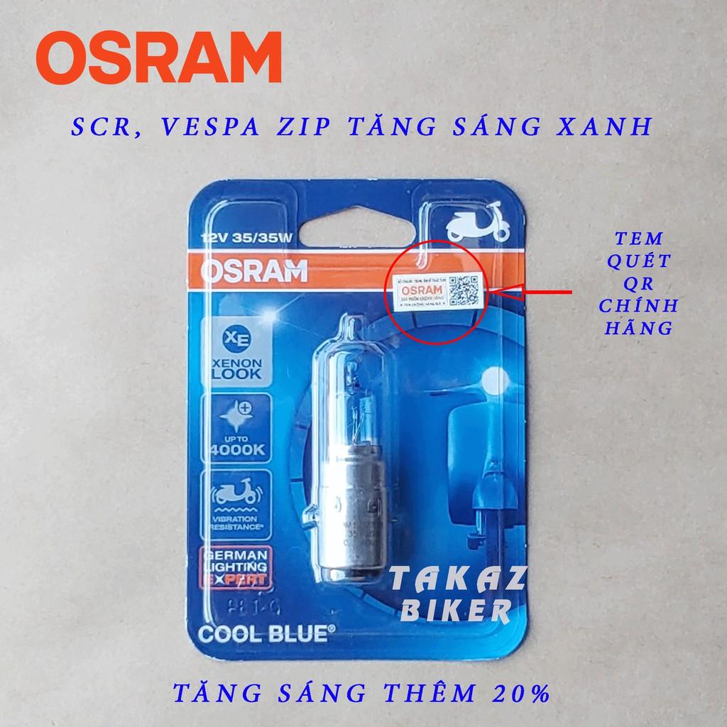 Bóng đèn HALOGEN OSRAM SCR - Vespa Zip - Tăng sáng 20% màu trắng xanh dương hiện đại trẻ trung Xenon 35W nhập khẩu