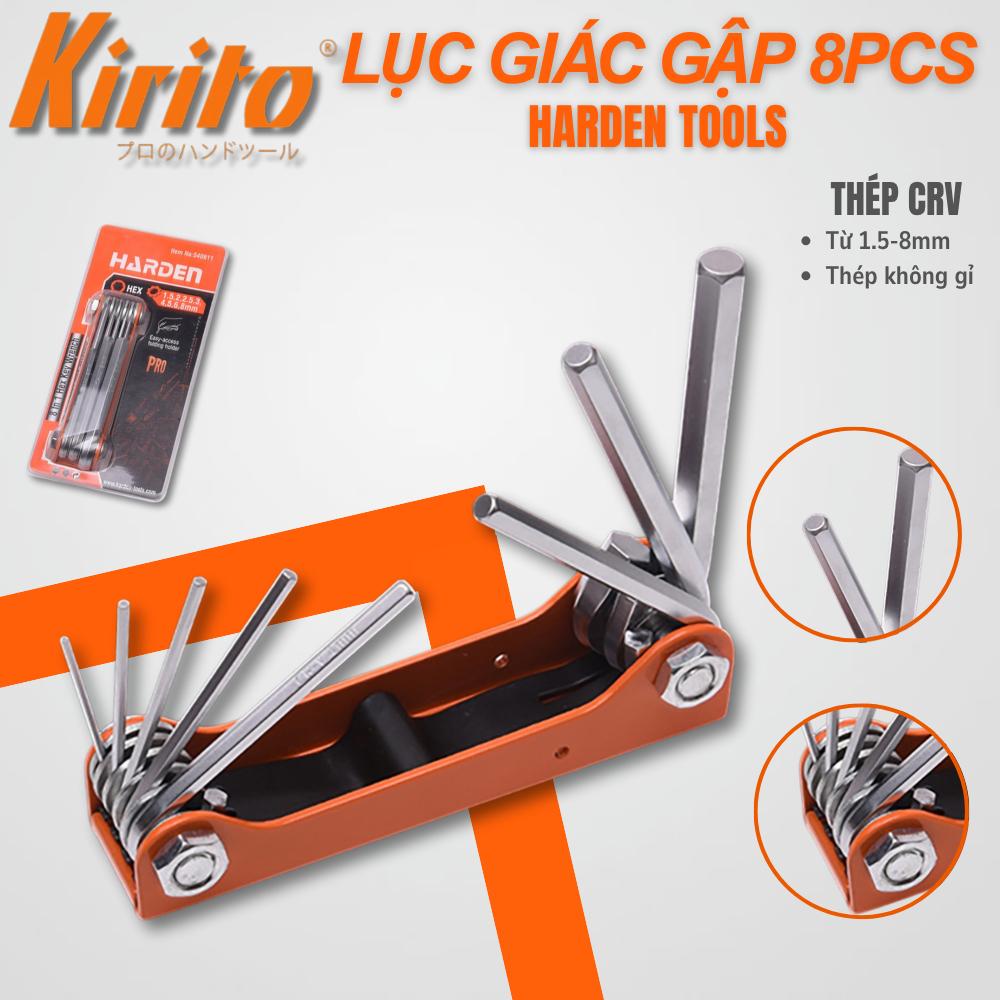 Bộ Lục Giác Gấp gọn 8 Trong 1 Thép Chrome Vanadium 540611 HARDEN