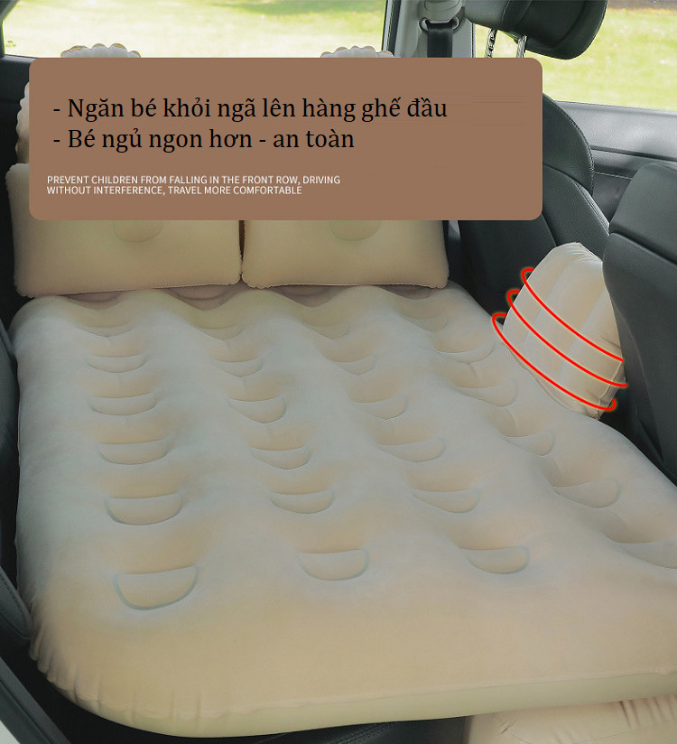 Đệm nằm hơi bằng chất liệu nhung sang trọng, cao cấp trên ô tô -giao màu ngẫu nhiên