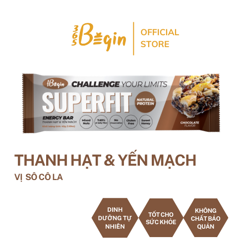 THANH NĂNG LƯỢNG HẠT &amp; YẾN MẠCH SUPERFIT - VỊ CHOCOLATE