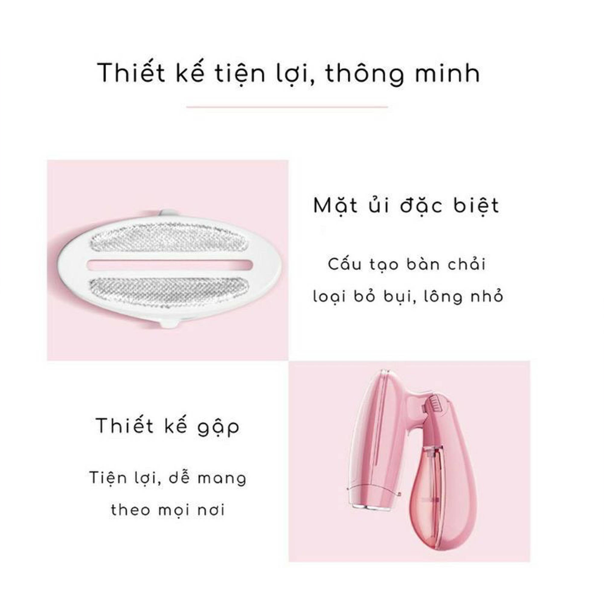 Bàn Là Hơi Nước Cầm Tay Gấp Gọn Tiện Dụng, Thiết Kế An Toàn, Tiện Lợi, Dễ Sử Dụng, Có 7 Lỗ Thoát Hơi Nước Bằng Inox Cao Cấp, Thân Bằng Nhựa ABS Cao Cấp, Chịu Nhiệt Cao