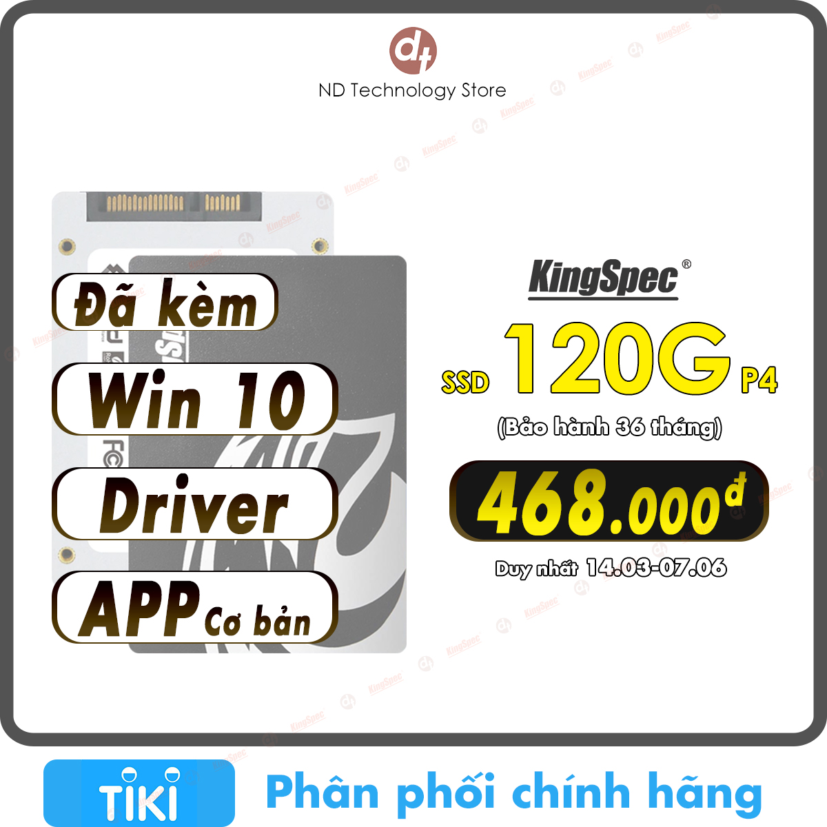 Ổ cứng SSD KingSpec 120GB / P4-120 đã gồm Windows 10 - Hàng Chính Hãng