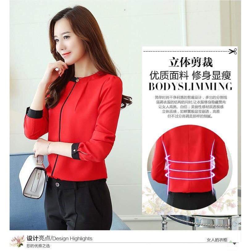 HOT HOT Sơ mi cổ tròn phối cổ và tay SMNL22 cao cấp