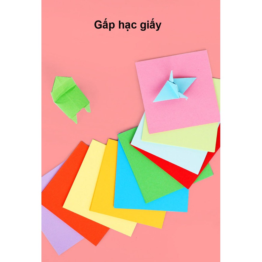 Set 100 tờ giấy gấp Origami nhiều kích thước dùng để làm thủ công, gấp hạc, gấp hoa