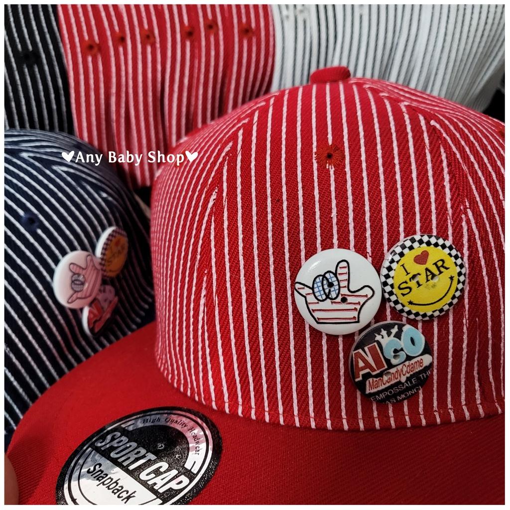 Mũ nón Hiphop Snapback cho bé trai và bé gái kiểu dáng bóng chày đính sticker gỗ 4 màu cực hot