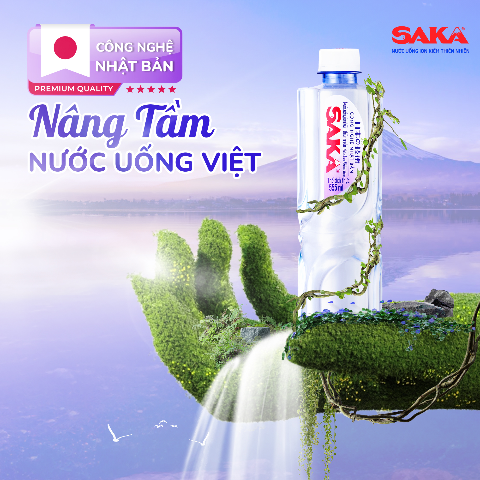 Thùng 24 Chai Nước Uống Ion Kiềm Đóng Chai Saka 355ml - Nước uống Detox với Công Nghệ Điện Phân Ion Kiềm Nhật Bản