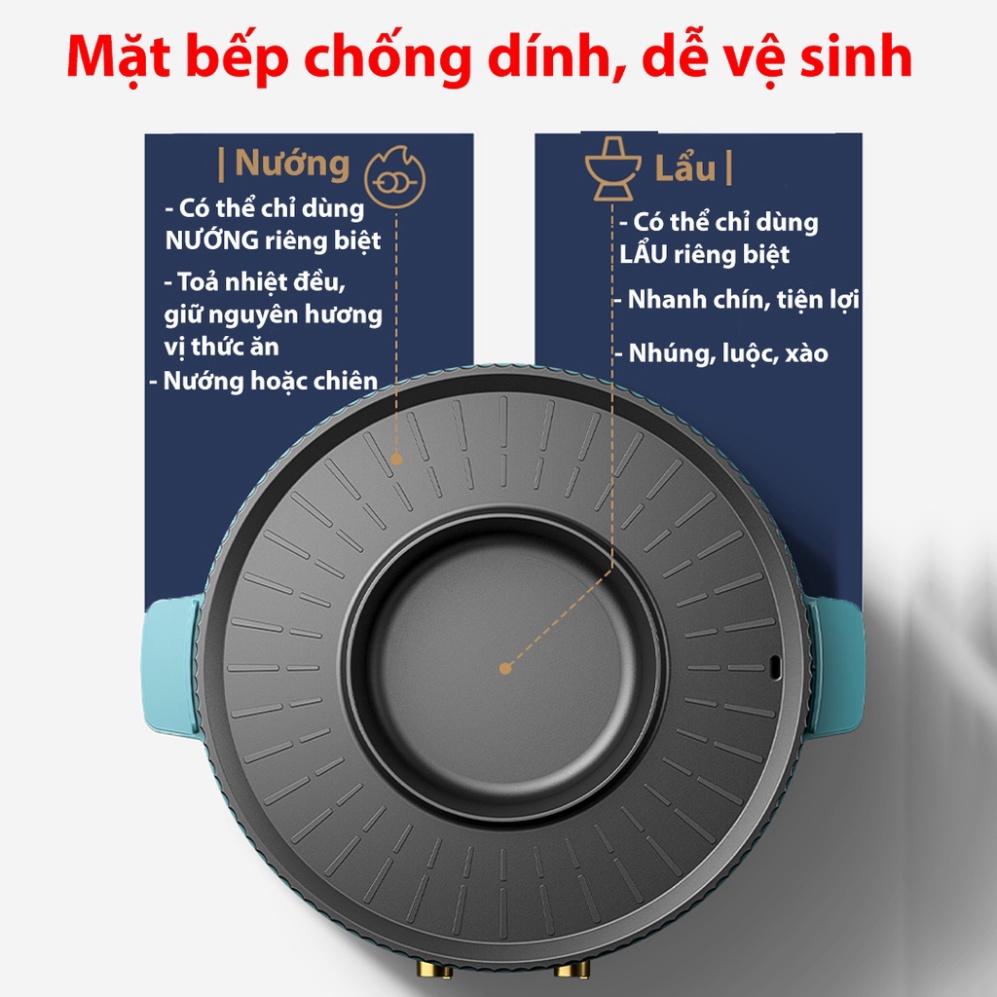 Bếp lẩu nướng 2 in 1 - Nồi lấu nướng đa năng không khói nhiều chế độ, chống dính_BLN_