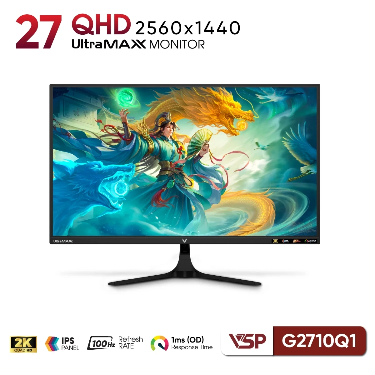 Màn Hình Gaming VSP G2710Q1 (27 inch / IPS / 2K QHD / 100Hz / 1ms) - Hàng Chính Hãng