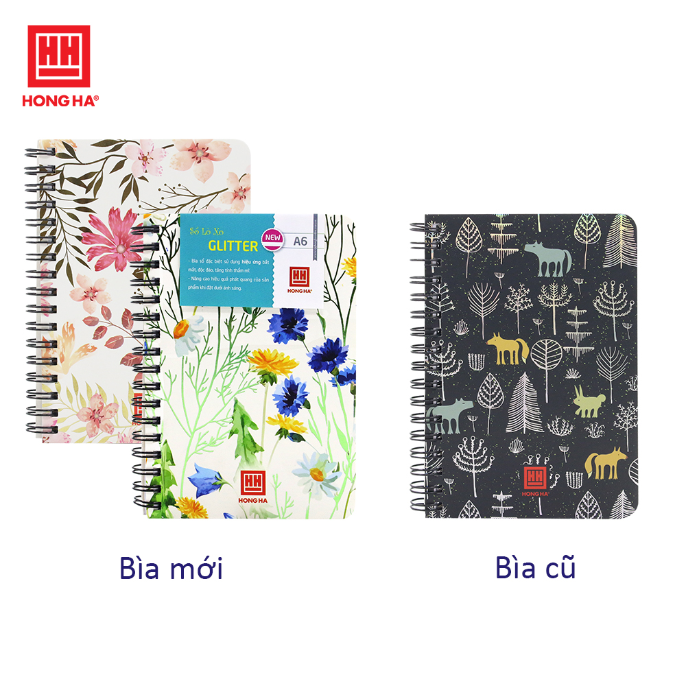 Sổ lò xo A6 200 trang Hồng Hà bìa phát quang Glitter 4160