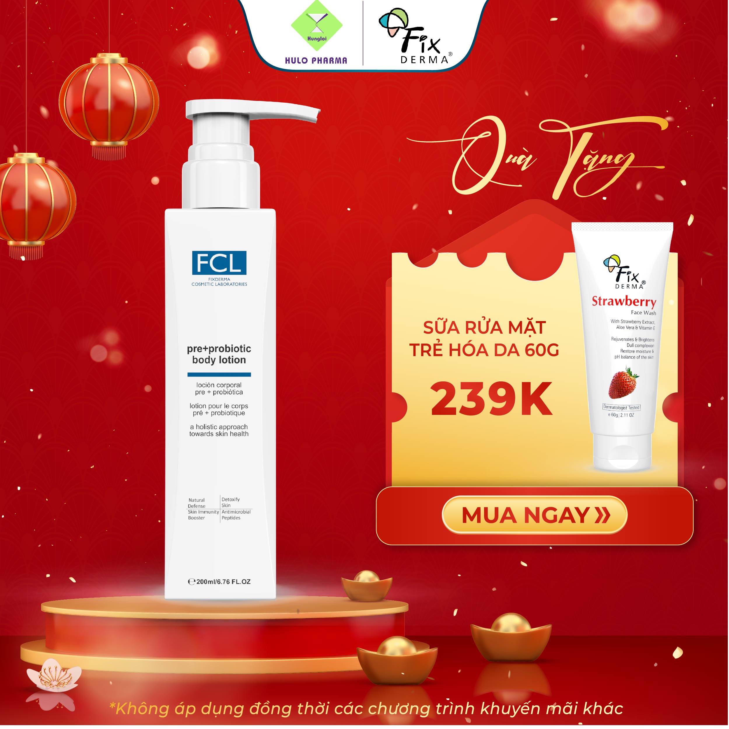 Lotion Dưỡng Ẩm Chống Lão Hóa Da FCL Pre+Probiotic Body Lotion – 200ml