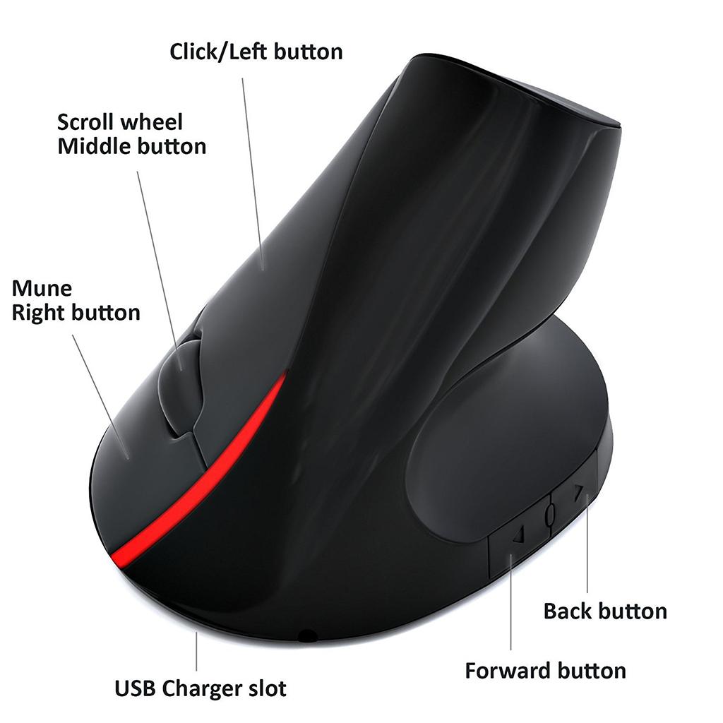 2.4GHz Wireless Vertical Mouse 2400DPI USB Receiver