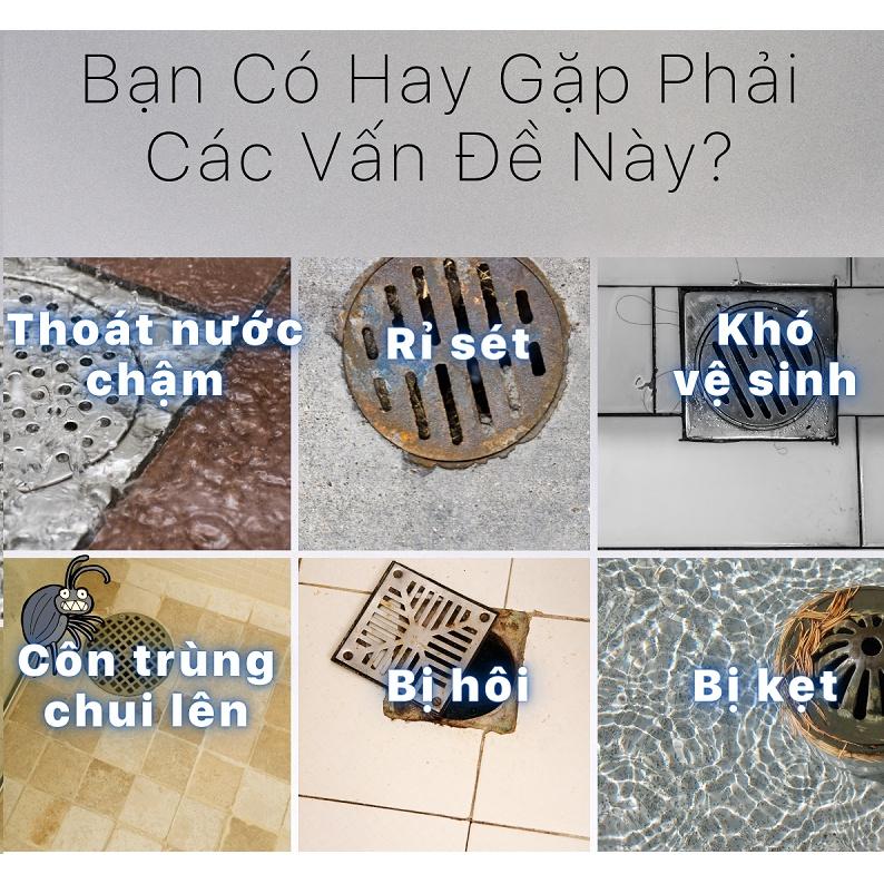 ST1010B - Phễu thu, phễu thoát sàn inox 304, phi 60, 100x100mm