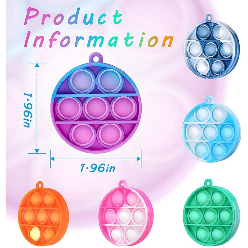 Set 6 móc khóa đồ chơi mini hình tròn bằng silicone