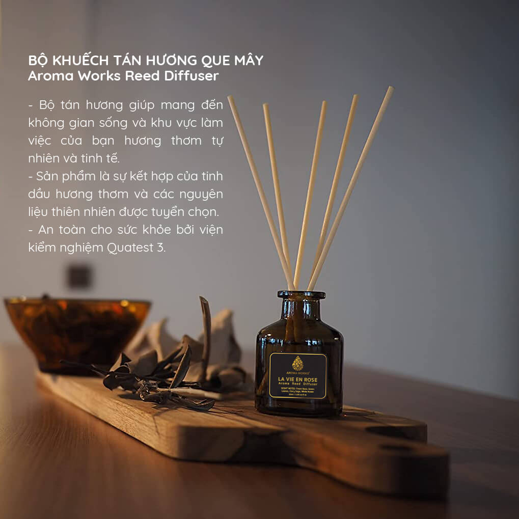 Tinh Dầu Tán Hương Thơm Phòng Cao Cấp Que Mây Aroma Works Reed Diffuser - Lazy Weekend