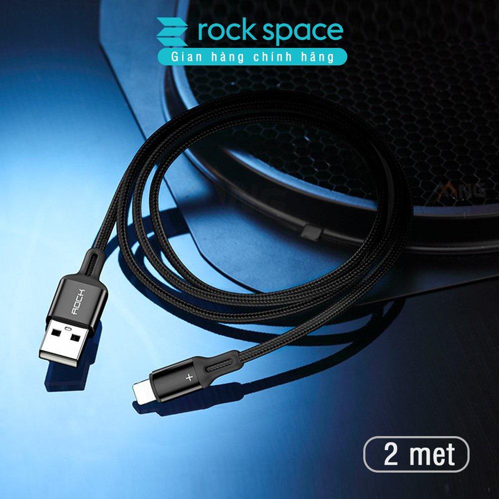 Dây Sạc Rockspace R2 dành cho Iphone dây dù màu đen,2M - Hàng chính hãng