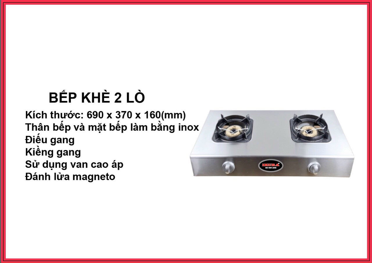 Bếp Khè - Bếp Gas Bán Công Nghiệp- Bếp Gas Công Nghiệp- Bếp Gas Cao Áp -bếp gas công nghiệp 2 lò đốt (CHK)-Hàng Chính Hãng