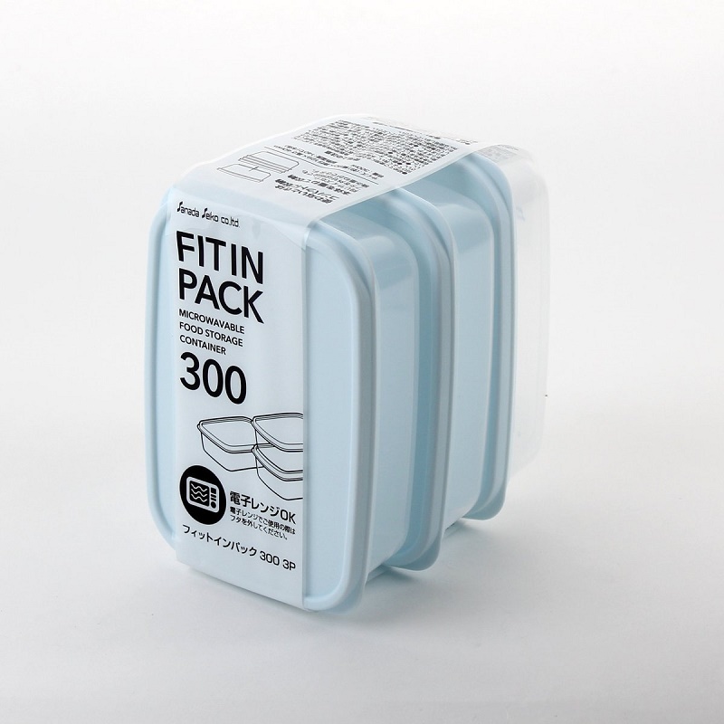 Hộp đựng thực phẩm tủ lạnh, dùng được trong lò vi sóng nắp nhựa dẻo Fitin Pack màu xanh mint hàng nội địa Nhật Bản AD20