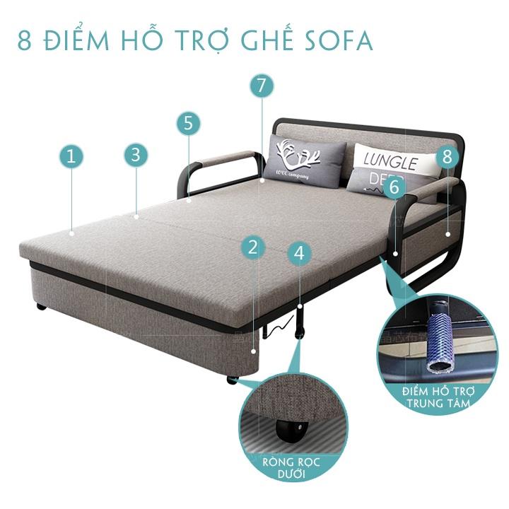 Sofa giường thông minh, giường gấp gọn thành ghế sofa tiện dụng kích thước 1m28x1m9