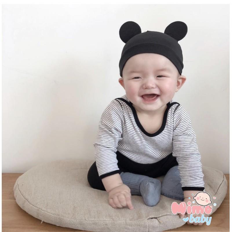 Mũ cotton tai chuột mickey cho bé - mũ trùm đầu (3-18m)