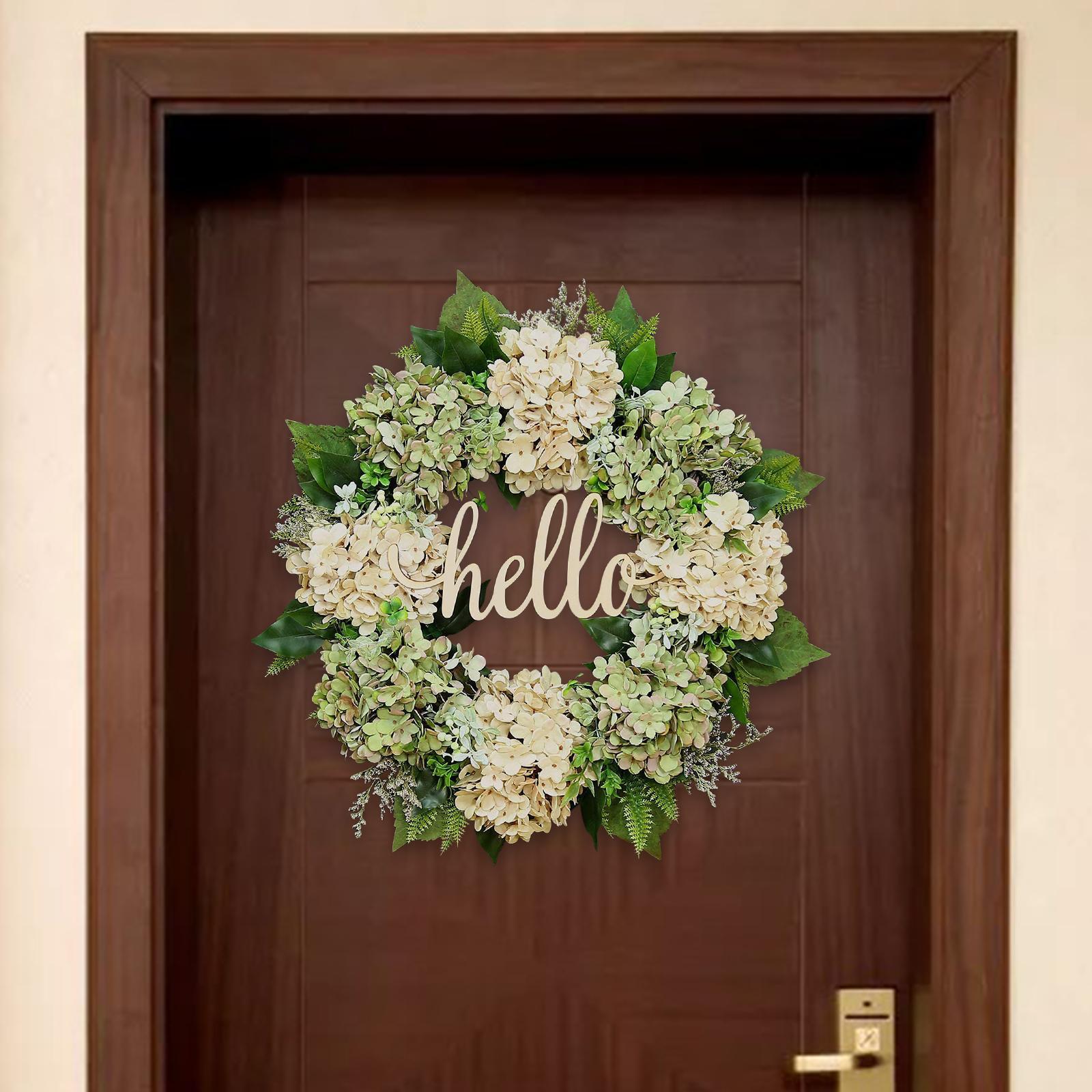 Front Door Wreath Hydrangea Flower Blossom Wreaths for Decor Housewarming