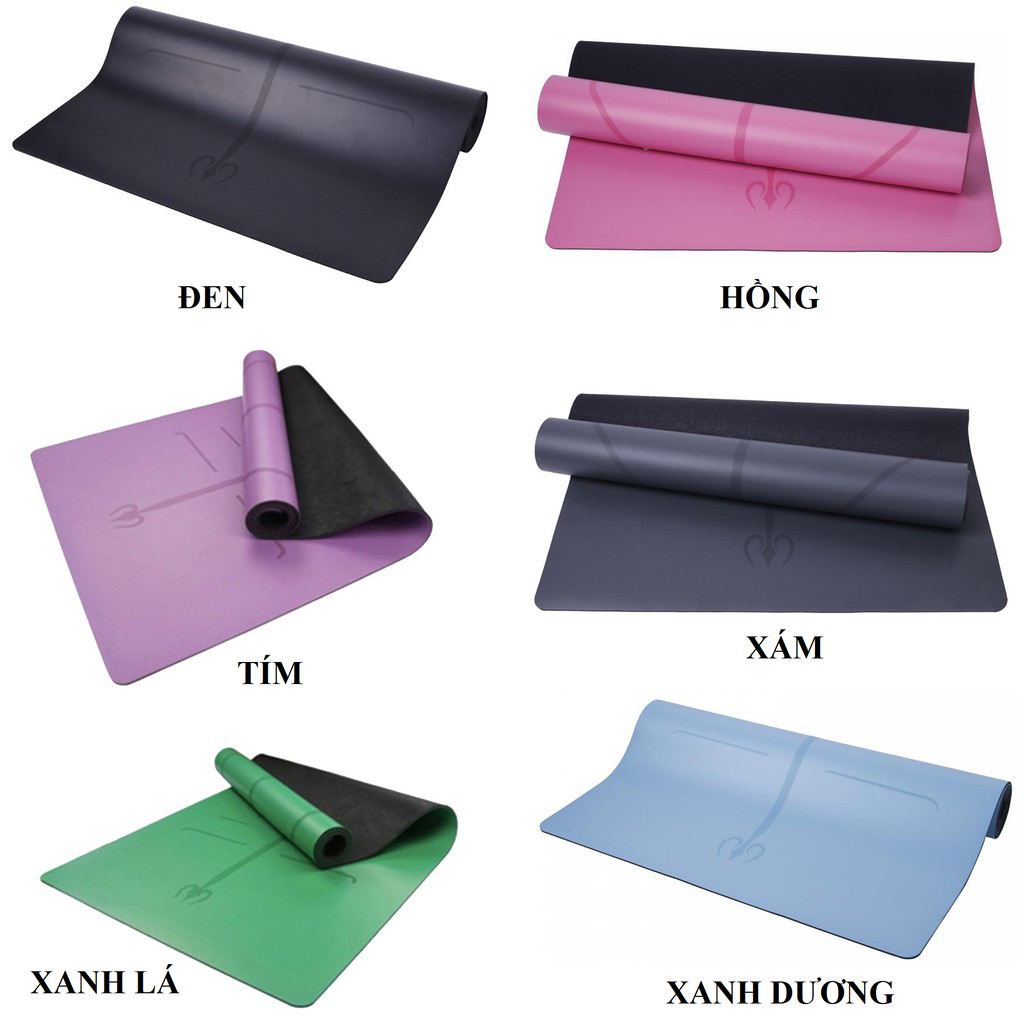 Thảm Yoga PU Định Tuyến, Chất Liệu Cao Su Thiên Nhiên PU 5mm x 183 x 66cm , Nặng 3kg Mềm Mại., Chống Trơn Trượt, Độ Đàn Hồi Tốt, Thấm Hút Mồ Hôi, Đường Định Tuyến In Rõ Nét