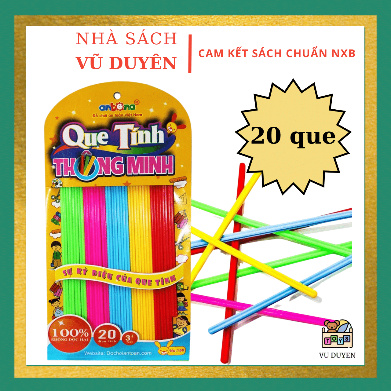 Que tính thông minh học sinh Antona 20 cây 5 màu giúp bé học đếm làm toán 12,5x24cm