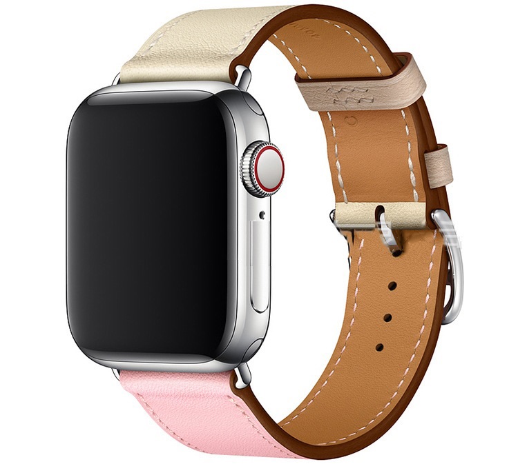 Dây Đeo Màu Hồng Bằng Da Dành Cho Apple Watch Series 44mm