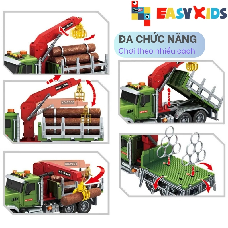 Xe Đồ Chơi Cho Bé Xe Chở Gỗ Mô Hình 1:12 Cỡ Lớn Có Đèn Nhạc