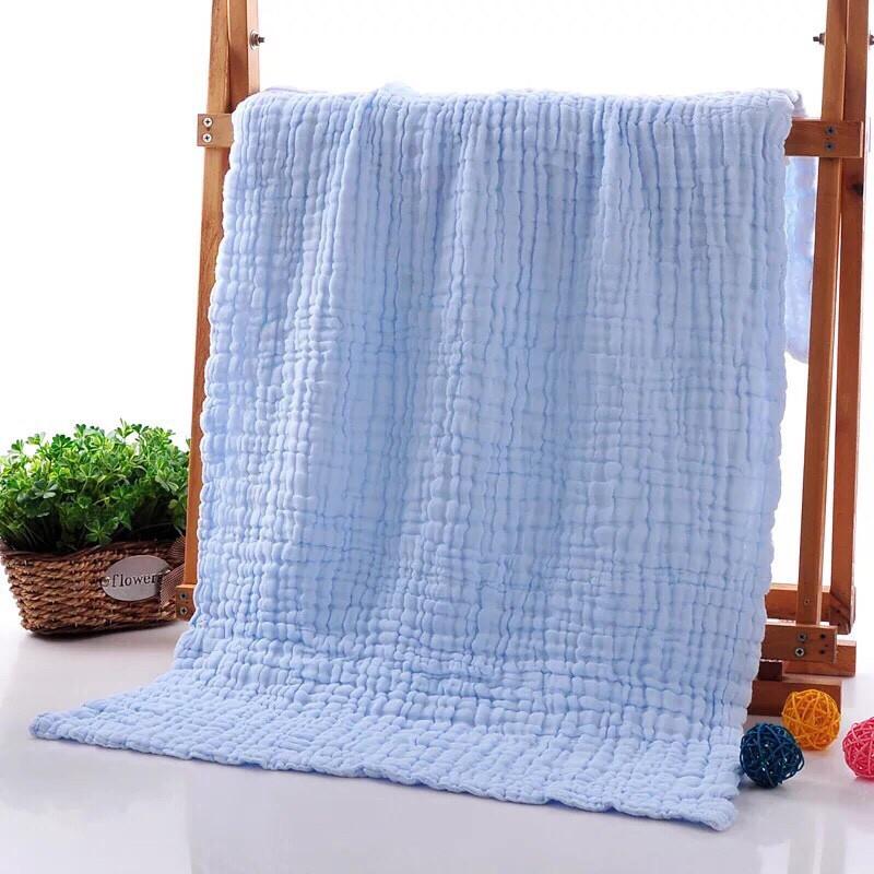 Khăn tắm xô nhăn 6 lớp cotton màu trơn siêu mềm, siêu thấm xuất Nhật cho bé yêu KT 105x105