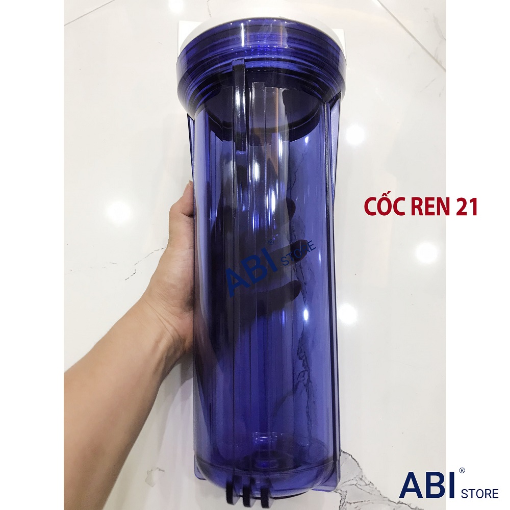 CỐC LỌC NƯỚC 10 INCH REN 21mm TRONG KÈM CÚT HÀNG ĐẸP GIÁ RẺ HÀ NỘI