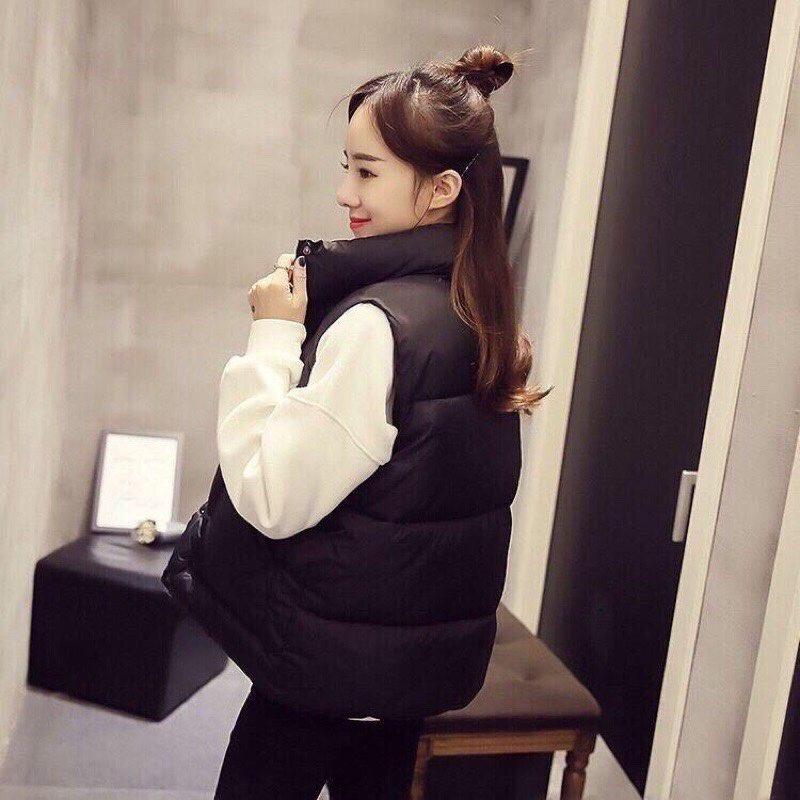 Áo phao ghi lê nữ cổ đứng cúc bấm siêu ấm > MET SHOP