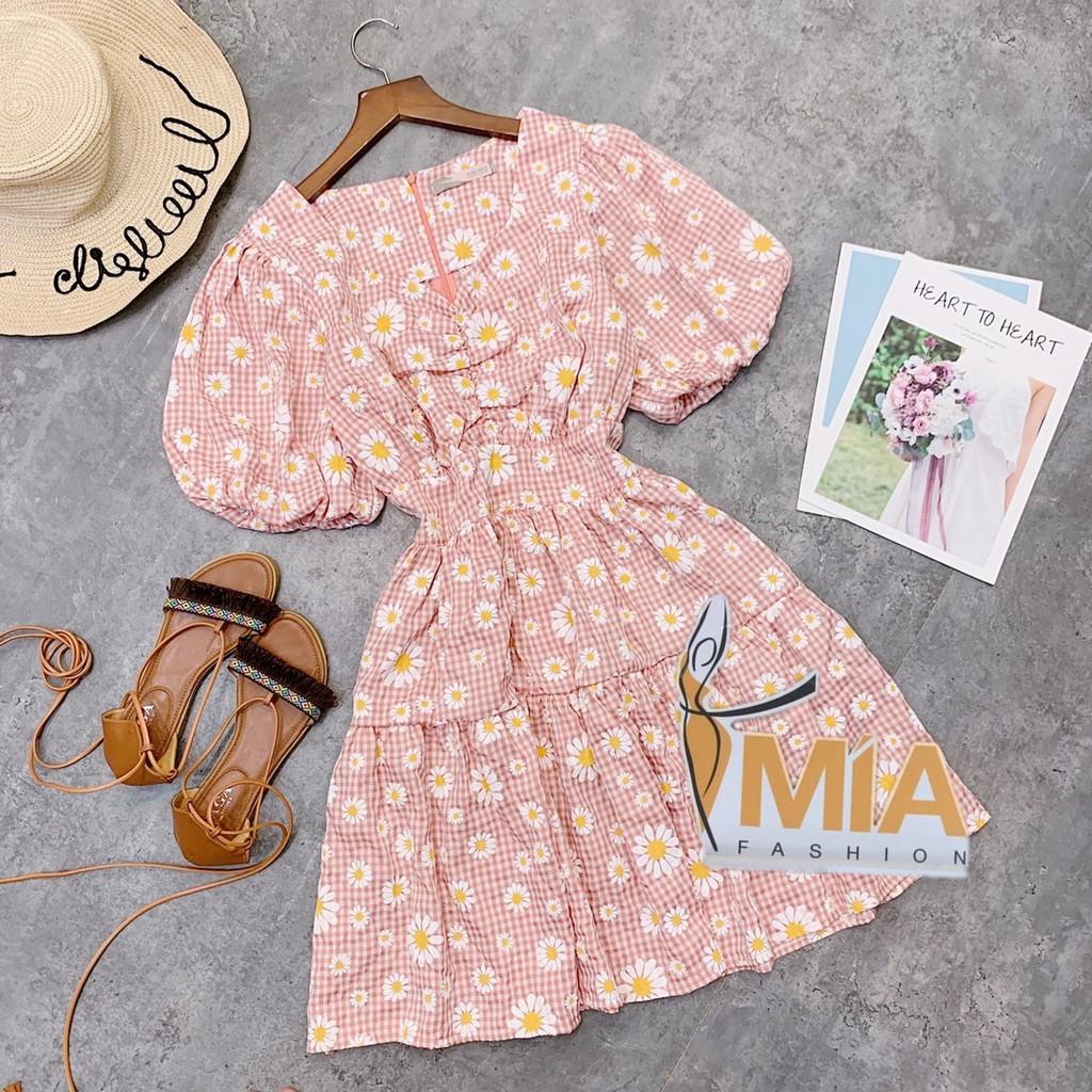 ĐẦM HOA CÚC TAY BỒNG NHÍU NGỰC - DA2279