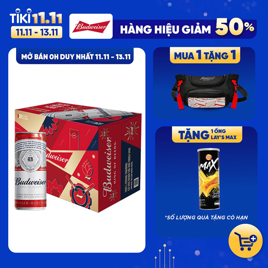 Thùng 24 Lon Bia Budweiser Chính Hãng (330ml/ lon) - Phiên Bản giới hạn