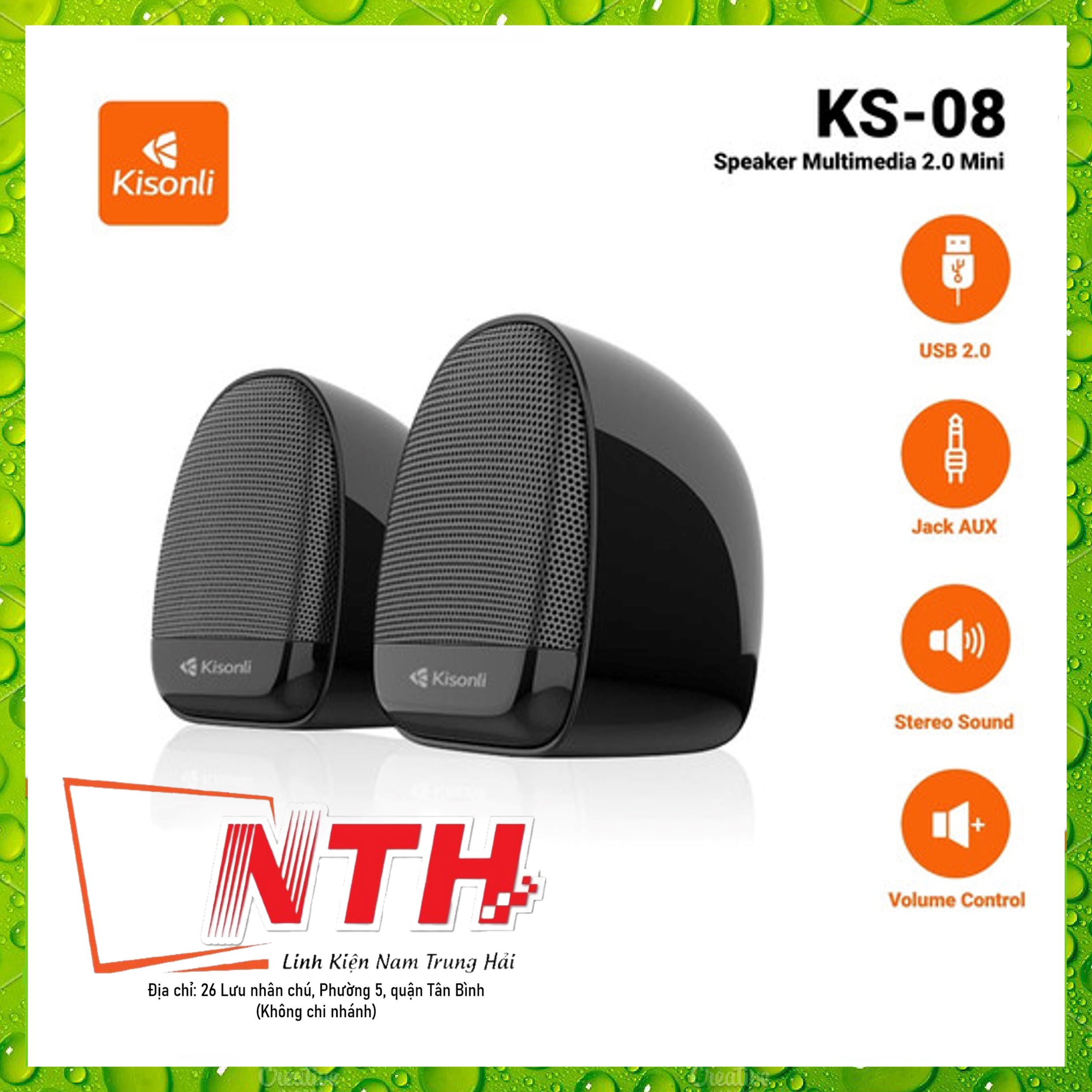 Bộ loa KISONLI KS-08 2.0 ( 2 cái/ bộ )