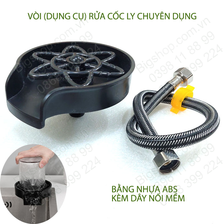 Dụng cụ rửa cốc ly thông minh tự động, nhựa ABS kèm dây nối mềm