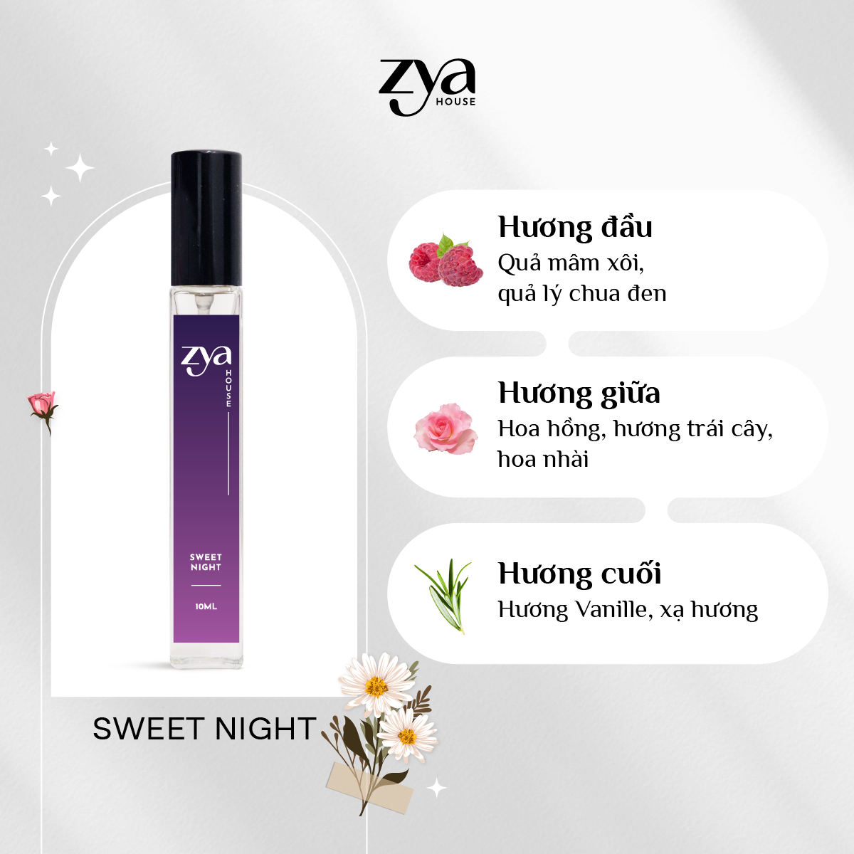 Nước Hoa Nữ ZYA Sweet Night hương hoa cỏ gỗ xạ hương | EBMart