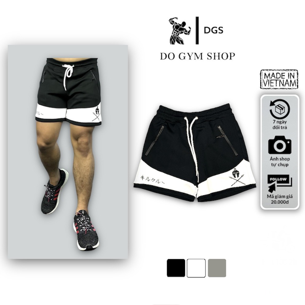 Quần đùi nam tập gym DO GYM SHOP quần ống rộng chất thun poly thoáng mát khi chơi thể thao