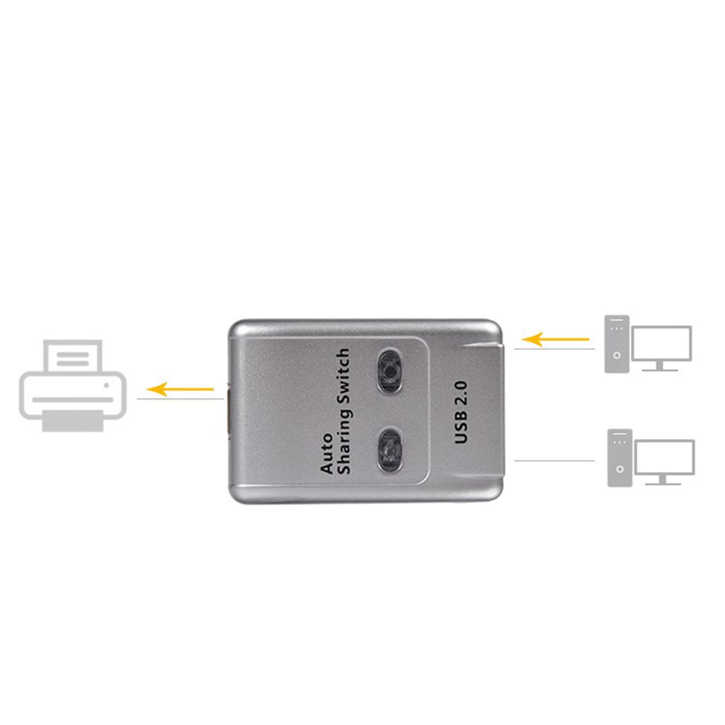 2 Ports USB 2.0 Auto Sharing Switch HUB Selector for Printer/HDD/Flash Drive