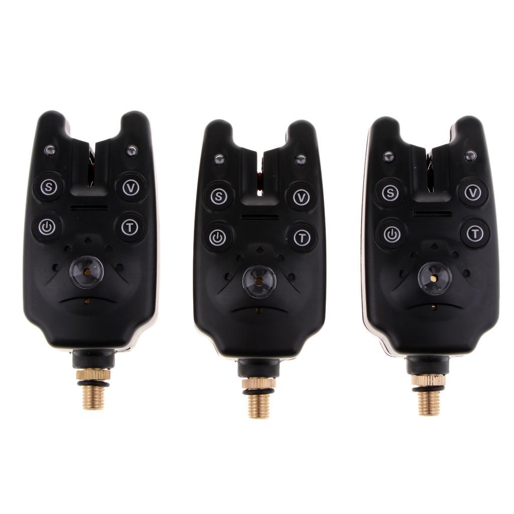 3pcs Fishing Electric Blue LED Light   Bite Sound  Bell Indicator