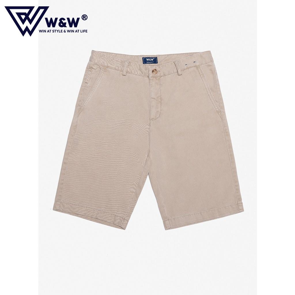 Quần Short Nam W&amp;W Cạp Khuy Túi Chéo, Chất Liệu Cotton Mềm Mịn, Bền Màu, Phong Cách Trẻ Trung, Hiện Đại WKS08R