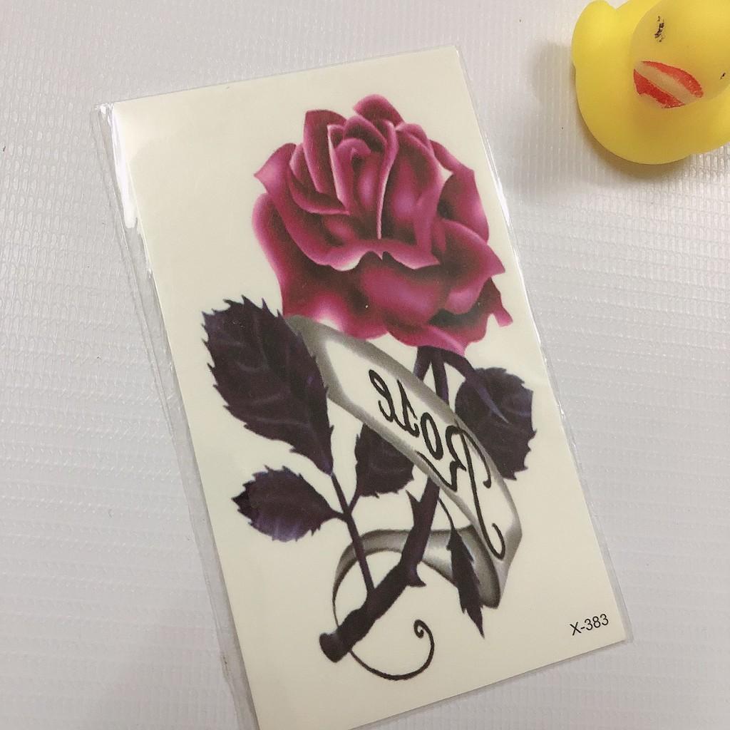 Hình xăm dán hoa hồng rose 10x6cm