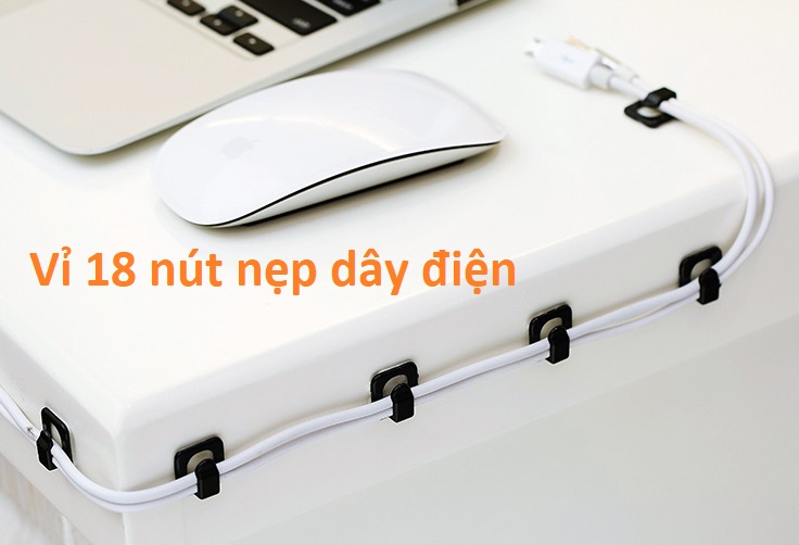 Bộ 18 Nẹp Dán Tường Cố Định Dây Điện Chống Rối - Kẹp Giữ Dây Cáp Sạc GD582-Vi18NDD