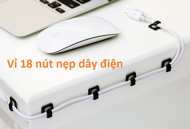 Nẹp cố định dây điện 18 nút, nẹp dây sạc điện thoại dây tai nghe chống rối dây, giữ dây điện an toàn tiện lợi G390-NepDD18N