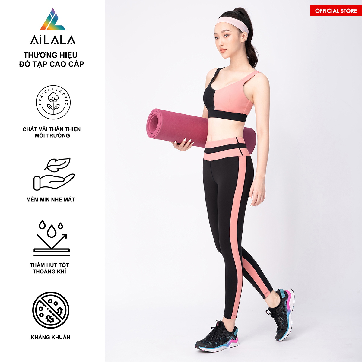 Bộ quần áo thể thao nữ AiLALA LUX31, Đồ tập Yoga Gym Pilates, chất vải Hi-tech cao cấp