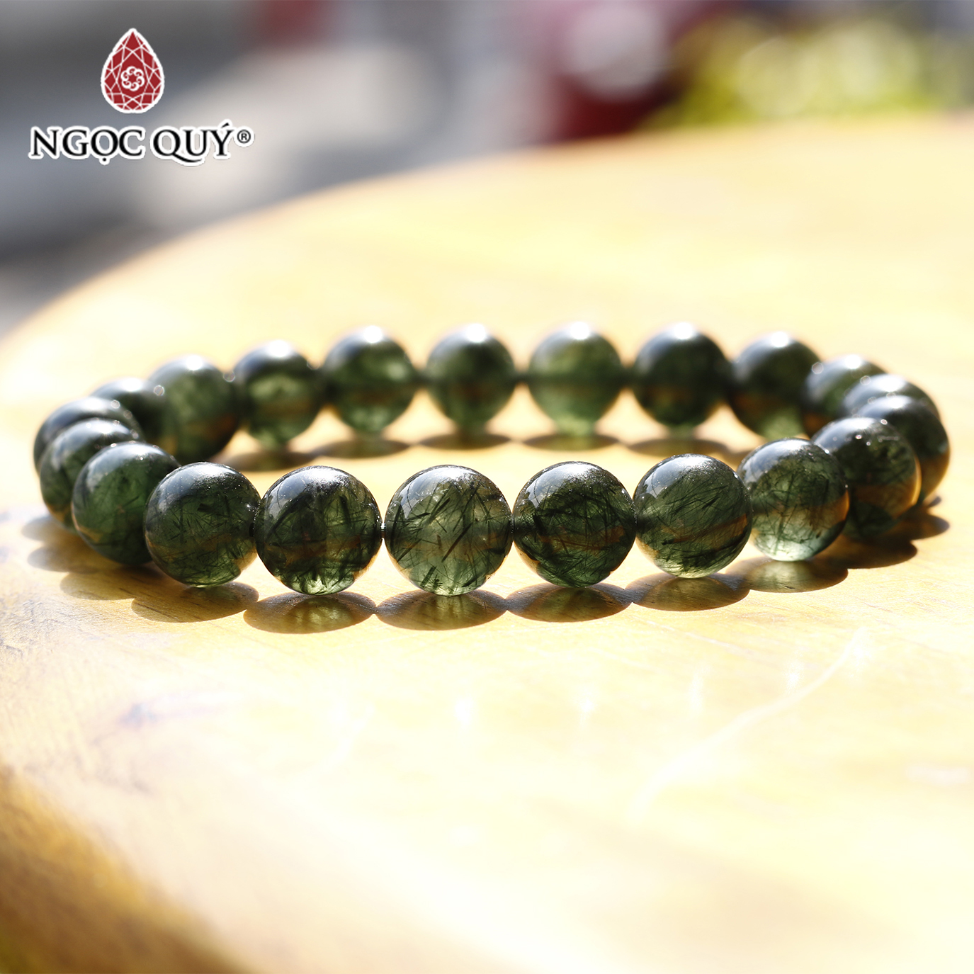 Vòng tay đá thạch anh tóc xanh mệnh hỏa, mộc - Ngọc Quý Gemstones