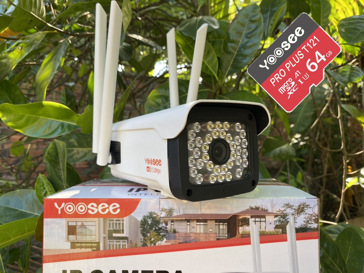 camera wifi yoosee ngoài trời 1080p 4 râu kèm thẻ 64gb - camera ip yoosee 3.0mp ngoài trời chống nước có mầu ban đêm - hàng nhập khẩu