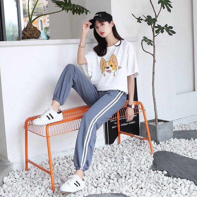 Set Jogger Line Phối Thun Unisex Chó Cute