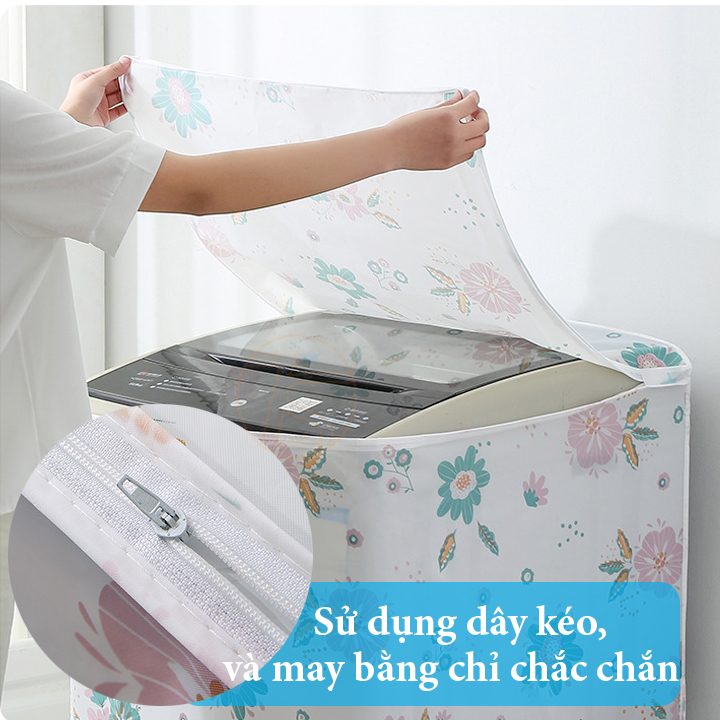 Áo Trùm Máy Giặt Cửa Ngang Và Cửa Trên Dưới 12kg Chống Bụi Chống Nước Nhiều Mẫu Chất Liệu PEVA - Tấm Phủ Máy Sấy