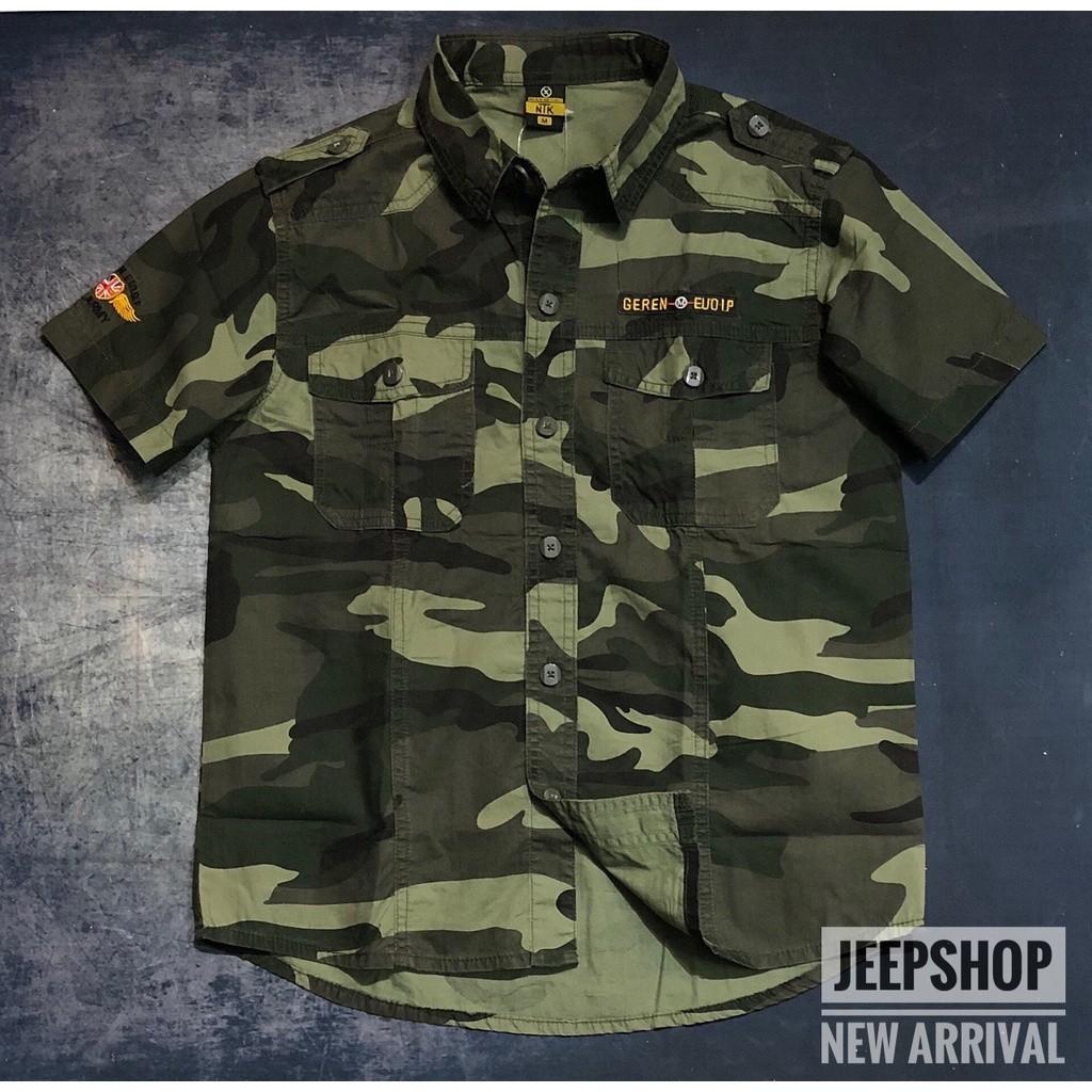 Áo sơ mi ngắn tay màu camo - camo vàng lợt